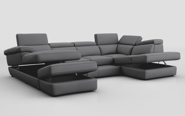 Bagnara Corner Sofa LHF Storage Lounger, RHF Chaise, Sliding Footrest, Head Tilt & Ottoman | Bagnara Sofa Range | ScS