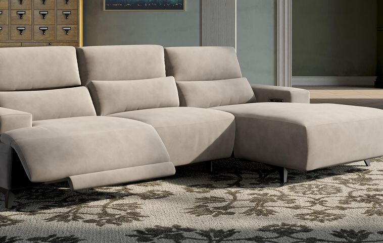 Poggio 3 Seater Power Recliner Left Hand Facing Sliding Chaise with Power Head Tilt