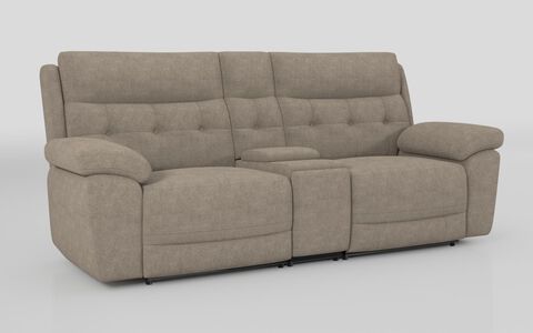 4 Brown Fabric Belford 3 Seater Sofa with Console