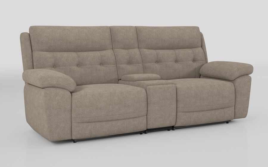 4 Brown Fabric Belford 3 Seater Sofa with Console