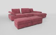 Savazza 4 Seater Sofa with Adjustable Back Rest Right Hand Facing Lounger & Two Ottoman Footstools | Savazza Sofa Range | ScS