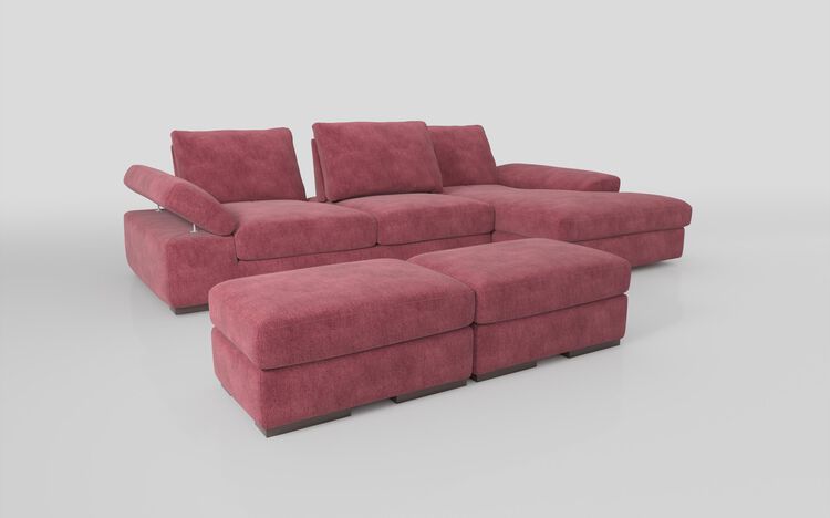 Savazza 4 Seater Sofa with Adjustable Back Rest Right Hand Facing Lounger & Two Ottoman Footstools | Savazza Sofa Range | ScS