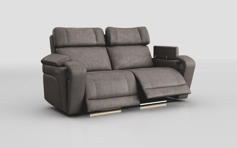 4 Cream Fabric Adstock 3 Seater Power Recliner Sofa with Power Head Tilt, Lumbar, Massage, Audio, Heat & LED Lights