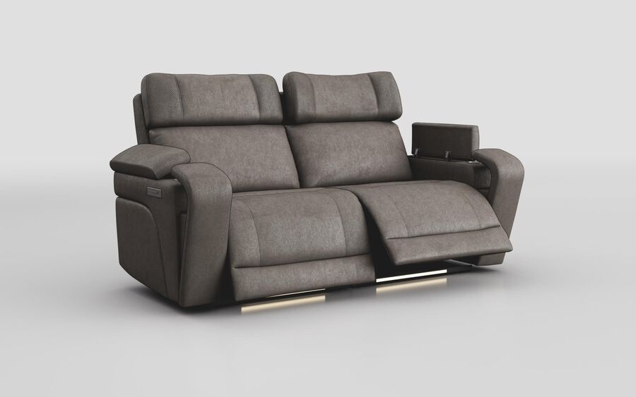 4 Cream Fabric Adstock 3 Seater Power Recliner Sofa with Power Head Tilt, Lumbar, Massage, Audio, Heat & LED Lights