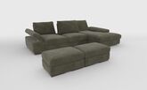 Savazza 4 Seater Sofa with Adjustable Back Rest Right Hand Facing Lounger & Two Ottoman Footstools