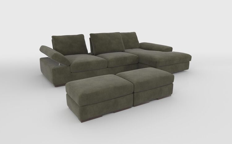 Savazza 4 Seater Sofa with Adjustable Back Rest Right Hand Facing Lounger & Two Ottoman Footstools | Savazza Sofa Range | ScS
