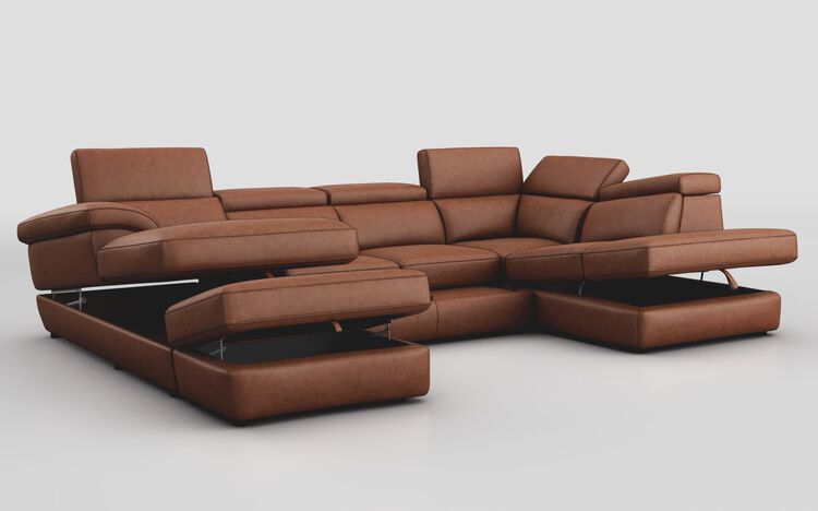Bagnara Corner Sofa LHF Storage Lounger, RHF Chaise, Sliding Footrest, Head Tilt & Ottoman | Bagnara Sofa Range | ScS
