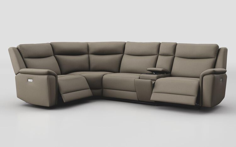 Savio 1 Corner 3 Power Recliner Sofa with Media Console & Black Charging Pad | Savio Sofa Range | ScS