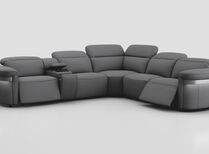 Voltana 2 Corner 2 Power Recliner with Left Facing Console, Manual Head Tilt, LEDs & Silver Trim | Voltana Sofa Range | ScS