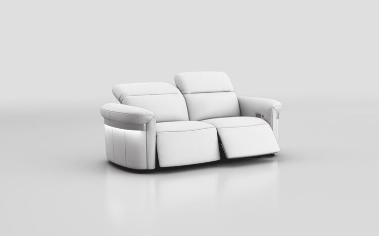 Voltana 3 Seater Power Recliner Sofa with Manual Head Tilt, LED Lights & Silver Trim | Voltana Sofa Range | ScS