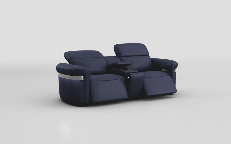 Voltana 3 Seater Power Recliner Sofa with Console, Manual Head Tilt, LED Lights & Silver Trim | Voltana Sofa Range | ScS