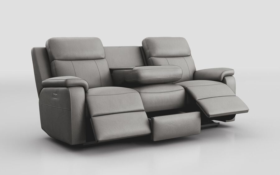 Grey Calboli 3 Seater Power Recliner Sofa with Table