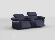 Voltana 3 Seater Power Recliner Sofa with Console, Manual Head Tilt, LED Lights & Silver Trim | Voltana Sofa Range | ScS