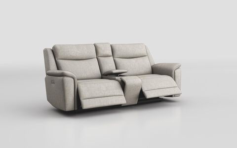 4 Cream Fabric Savio 3 Seater Power Recliner Sofa with Power Console