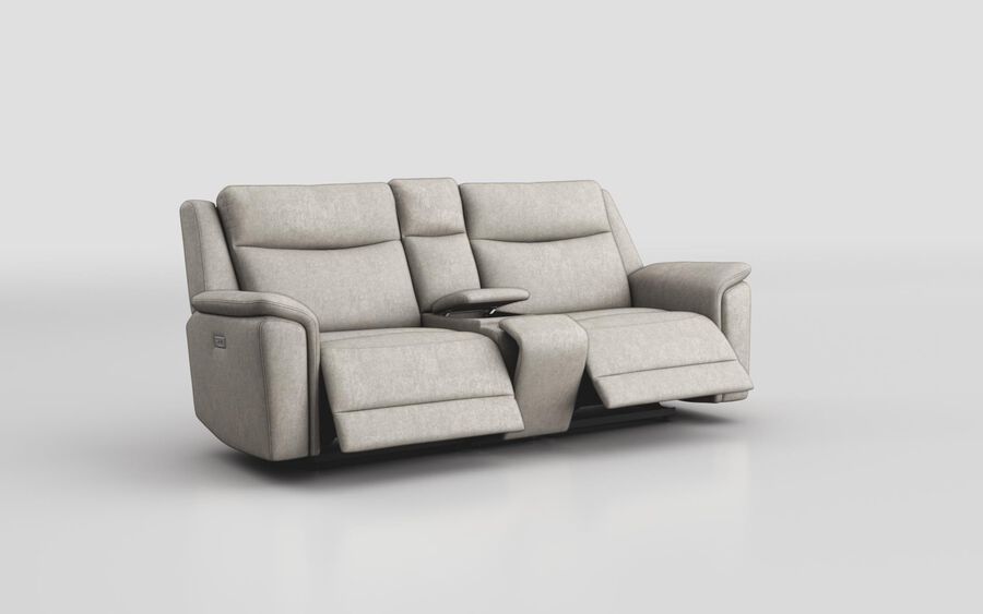 4 Cream Fabric Savio 3 Seater Power Recliner Sofa with Power Console