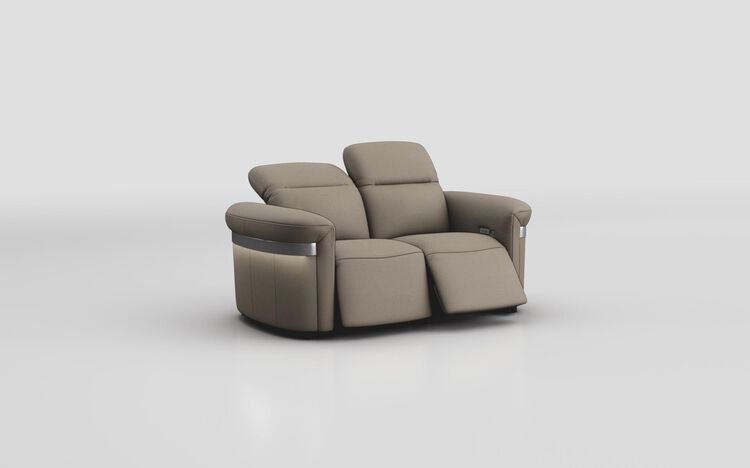Voltana 2 Seater Power Recliner Sofa with Manual Head Tilt, LED Lights & Silver Trim | Voltana Sofa Range | ScS