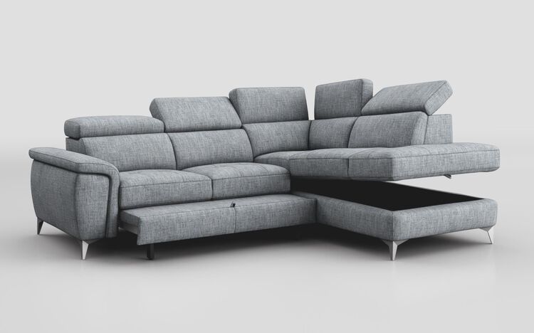 Neviano 2 Corner 1 Sofa Right Hand Facing Storage Chaise with Sliding Footrest & Manual Head Tilt | Neviano Sofa Range | ScS