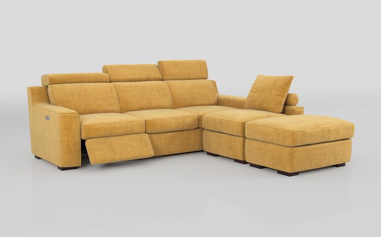 Crostolo 3 Corner 1 Left Hand Facing Power Recliner and Right Hand Facing Chaise Sofa with Ottoman | Crostolo Sofa Range | ScS