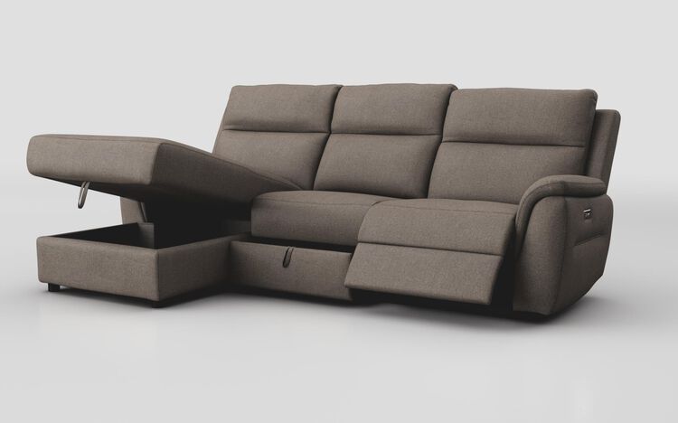 Sogliano 3 Seater Power Recliner Sofa With Drawer & Left Hand Facing Storage Chaise | Sogliano Sofa Range | ScS