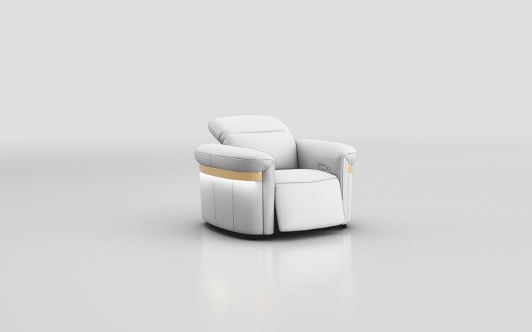 Voltana Power Recliner Chair with Manual Head Tilt, LED Lights & Gold Trim | Voltana Sofa Range | ScS