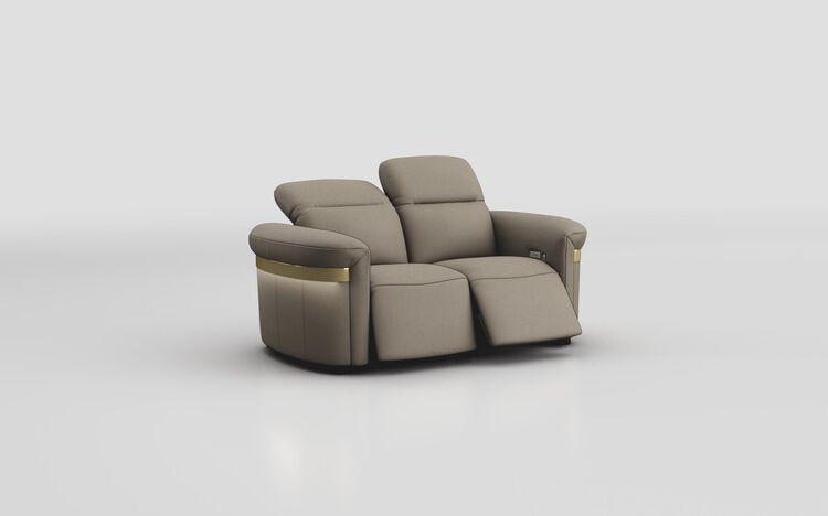 Voltana 2 Seater Power Recliner Sofa with Manual Head Tilt, LED Lights & Gold Trim | Voltana Sofa Range | ScS