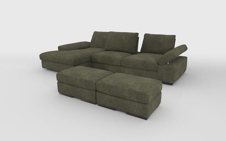 Savazza 4 Seater Sofa with Left Hand Facing Lounger & Two Ottoman Footstools | Savazza Sofa Range | ScS