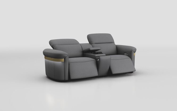 Voltana 3 Seater Power Recliner Sofa with Manual Head Tilt, LED Lights & Gold Trim | Voltana Sofa Range | ScS