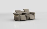 Voltana 2 Seater Power Recliner Sofa with Console, Manual Head Tilt, LED Lights & Gold Trim | Voltana Sofa Range | ScS