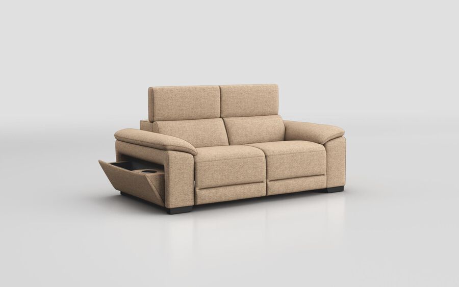 Beige Fabric Mesola 3 Seater Sofa with Manual Head Tilt