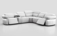 Voltana 2 Corner 2 Power Recliner with Left Facing Console, Manual Head Tilt, LEDs & Silver Trim | Voltana Sofa Range | ScS