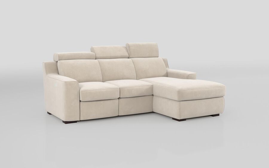 1 Brown Fabric Crostolo 3 Seater Power Recliner Sofa with Right Hand Facing Lounger
