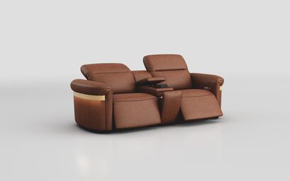 Voltana 3 Seater Power Recliner Sofa with Console, Manual Head Tilt, LED Lights & Gold Trim | Voltana Sofa Range | ScS