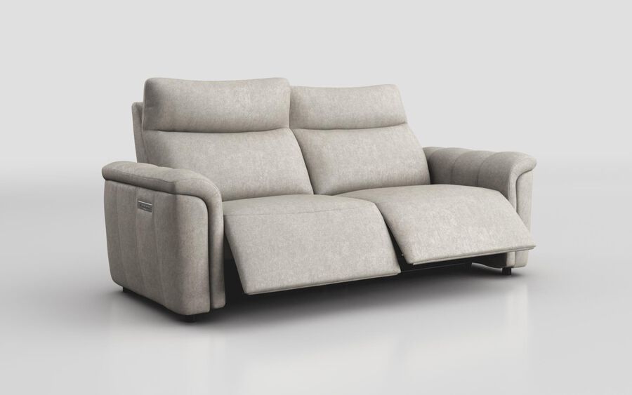Brown Fabric Zello 3 Seater Power Recliner Sofa with Head Tilt & Lumbar