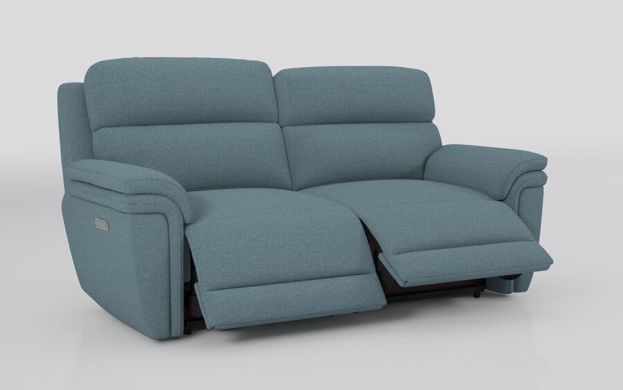 Blue Fabric Maer 3 Seater Power Recliner Sofa with Power Head Tilt