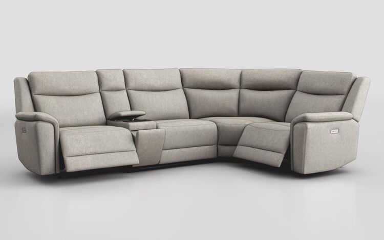 Savio 3 Corner 1 Power Recliner Sofa with Media Console & Silver Charging Pad | Savio Sofa Range | ScS
