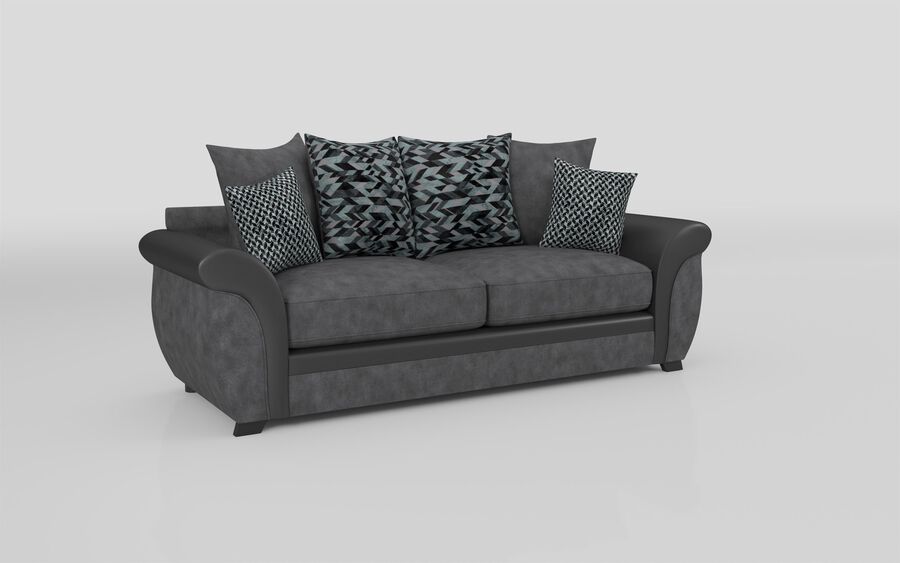 ScS Living Grey Kadie Fabric 3 Seater Scatter Back Sofa