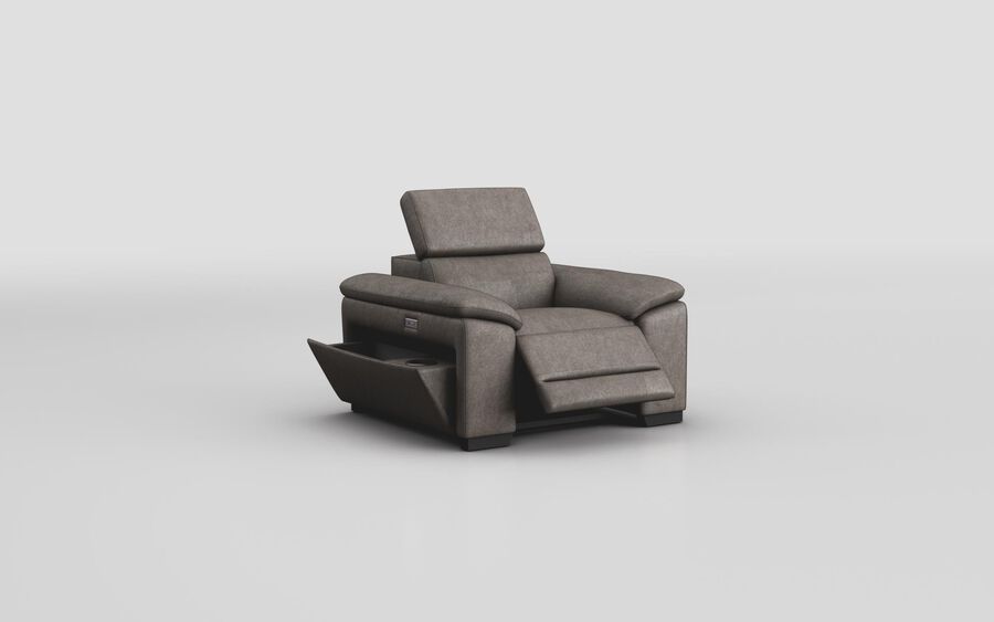3 Beige Fabric Mesola Power Recliner Chair with Manual Head Tilt