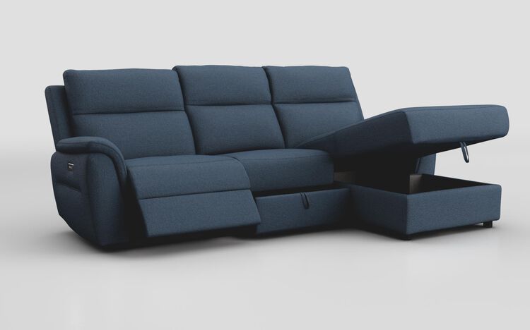 Sogliano 3 Seater Power Recliner Sofa With Drawer & Right Hand Facing Storage Chaise | Sogliano Sofa Range | ScS