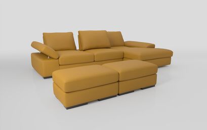 Savazza 4 Seater Sofa with Adjustable Back Rest Right Hand Facing Lounger & Two Ottoman Footstools | Savazza Sofa Range | ScS