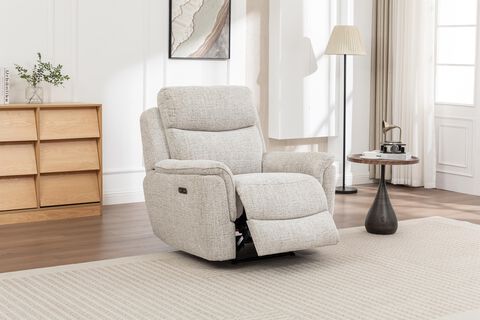 ScS Living Fabric Riley Power Recliner Chair with Power Head Tilt