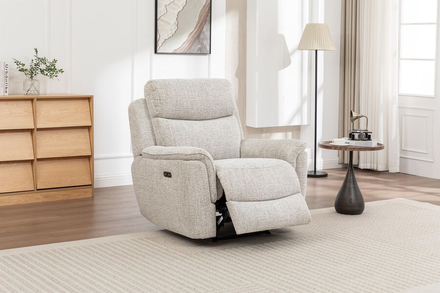 ScS Living Fabric Riley Power Recliner Chair with Power Head Tilt