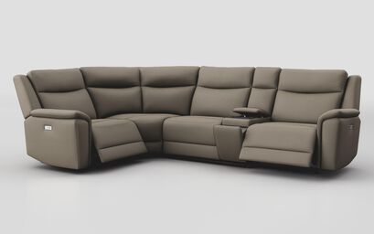 Savio 1 Corner 3 Power Recliner Sofa with Media Console & Silver Charging Pad | Savio Sofa Range | ScS