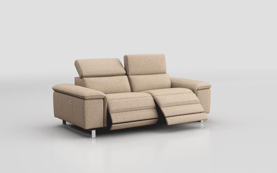 Brown Fabric Viserba 3 Seater Power Recliner Sofa with Manual Head Tilt