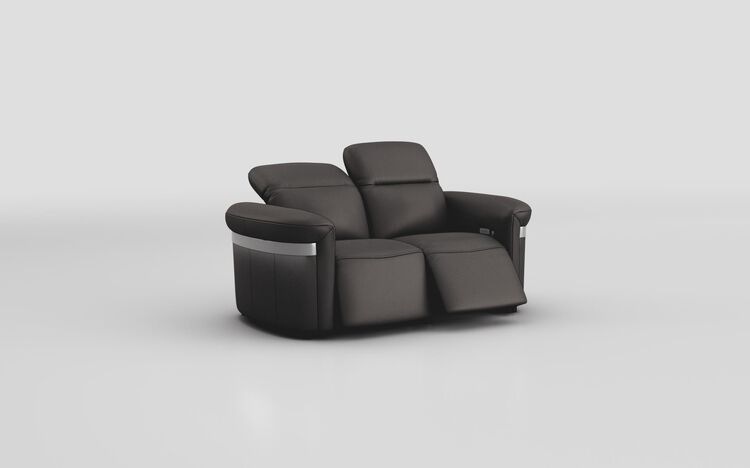 Voltana 2 Seater Power Recliner Sofa with Manual Head Tilt, LED Lights & Silver Trim | Voltana Sofa Range | ScS