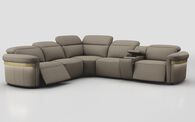 Voltana 2 Corner 2 Power Recliner with Right Facing Console, Manual Head Tilt, LEDs & Gold Trim | Voltana Sofa Range | ScS
