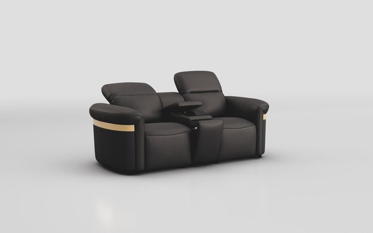 Voltana 2 Seater Sofa with Console, Manual Head Tilt & Gold Trim | Voltana Sofa Range | ScS