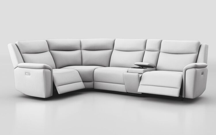 Savio 1 Corner 3 Power Recliner Sofa with Media Console & Silver Charging Pad | Savio Sofa Range | ScS