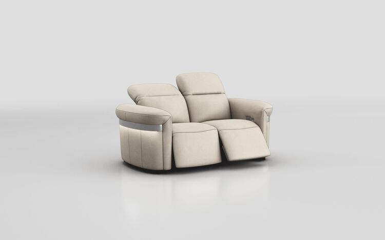 Voltana 2 Seater Power Recliner Sofa with Manual Head Tilt, LED Lights & Silver Trim | Voltana Sofa Range | ScS