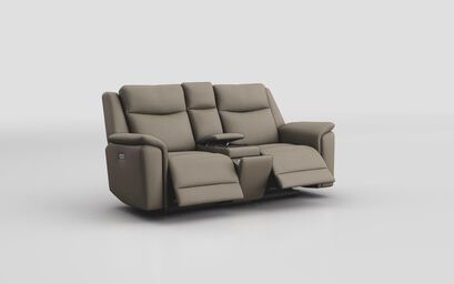 Savio 2 Seater Power Recliner Sofa with Media Console & Silver Charging Pad | Savio Sofa Range | ScS