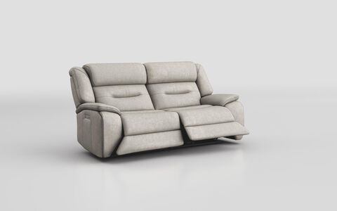 4 Cream Fabric Massari 3 Seater Power Recliner Sofa with Power Head Tilt